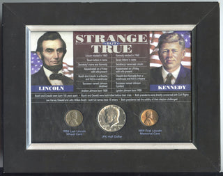Strange But True Coin Set JFK Kennedy Lincoln President Facts Frame - H539