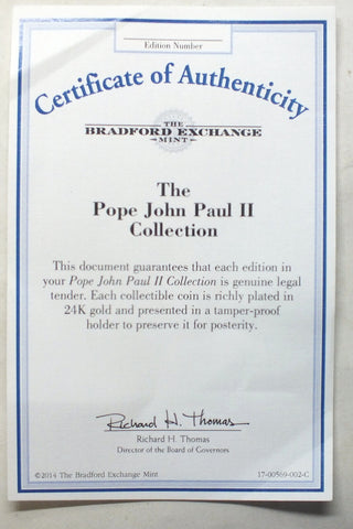 2014 Pope John Paul II Cook Islands 24k Gold-plated Coin Collection Set - J740