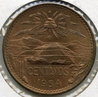 1954 Mexico Coin 20 Centavos - Estados Unidos Mexicanos - B984