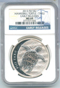 2013 Fiji Hawksbill Turtle Taku Silver 1oz 999 $2 Coin NGc MS69 - SS602