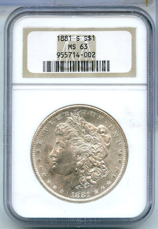 1881-S Morgan Silver Dollar NGC MS63 San Francisco Mint - KR884