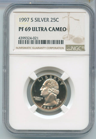 1997-S Washington Proof Quarter NGC PF69 Ultra Cameo San Francisco Mint - SS478