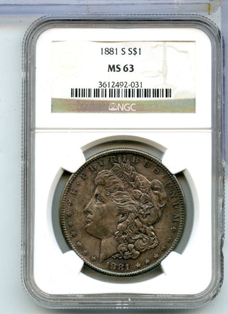 1881-S Morgan Silver Dollar NGC MS63 San Francisco Mint - KR979