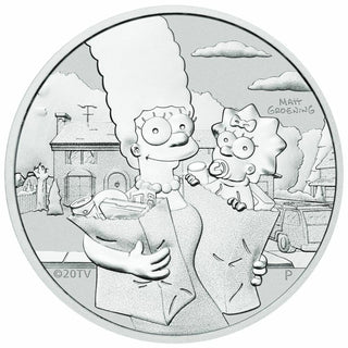 2021 Marge & Maggie The Simpsons 9999 Silver 1 oz Coin $1 Tuvalu Bullion - JM624