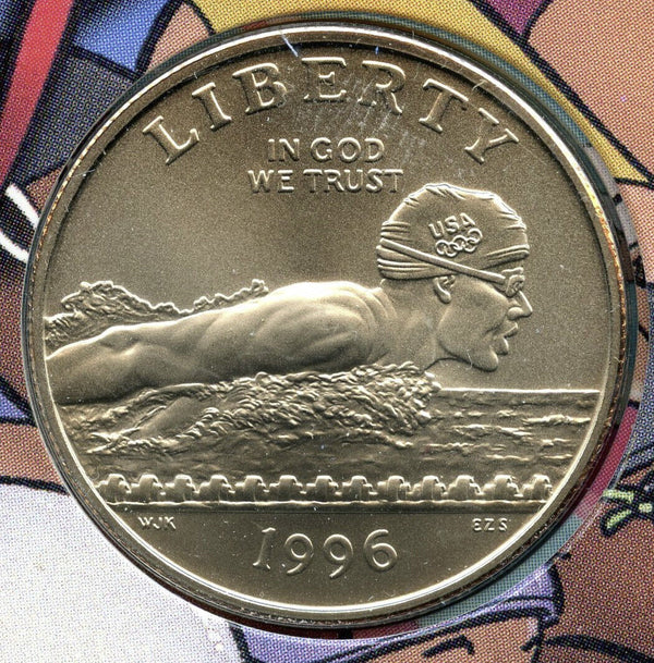 1996 Swimming Atlanta Olympics Half Dollar US Mint Coin Young Collectors - H969