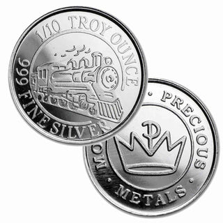 Train Engine Locomotive Railroad 1/10 Oz 999 Fine Silver Round Medallion - JP836