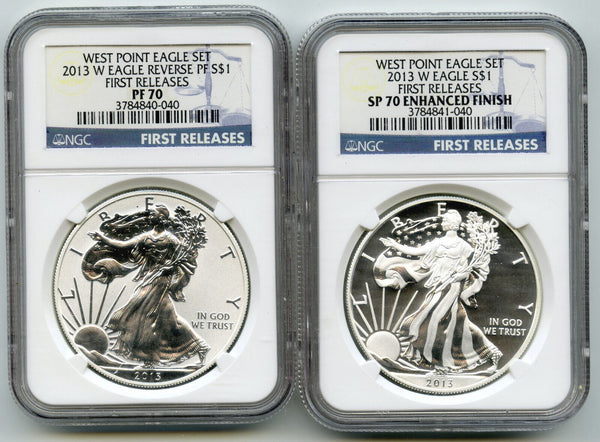 2013-W American Eagle 2-Coin Set NGC PF70 + SP70 First Releases - K67