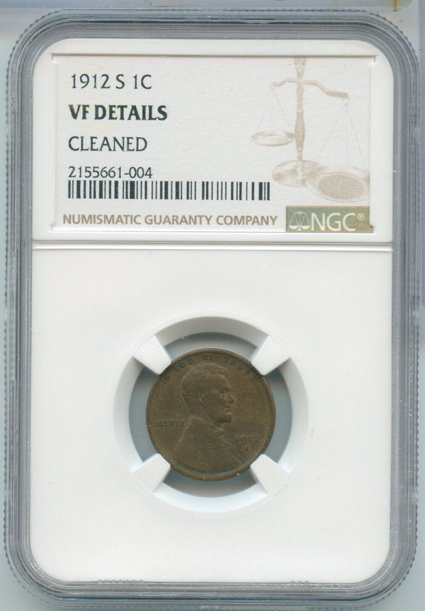 1912-S Lincoln Wheat Cent NGC VF Details San Francisco Mint - SS500