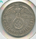 1939-A Germany 3rd Reich 2 Mark coin Deutsches Reich Paul Von Hindenburg - SR106