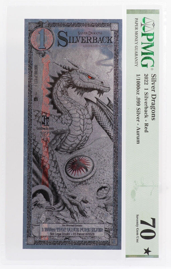 2022 Silverback Dragon 1 Note 999 Silver PMG 70 Star Auurum Low Serial - JP742