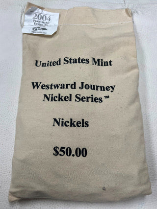 2004 Jefferson Nickel Peace Medal $50 5c D US Mint Bag 1000 Coins Sealed - SR605