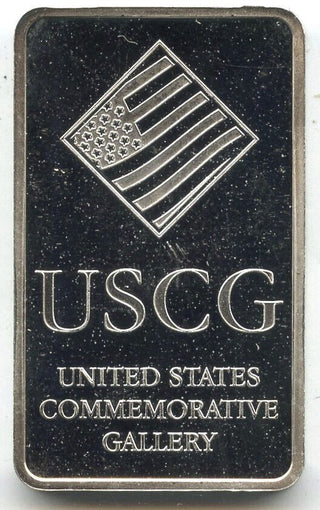 USCG United States Commemorative Gallery 999 Silver 1/4 oz Troy Ingot Bar C895