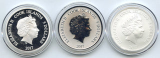 2017 Sean Monahan 9999 Silver 1 oz 3-Coin Set $5 Upper Deck - Cook Islands H818