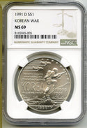 1991-D Korean War Silver Dollar NGC MS69 Commemorative Coin Denver Mint - J378