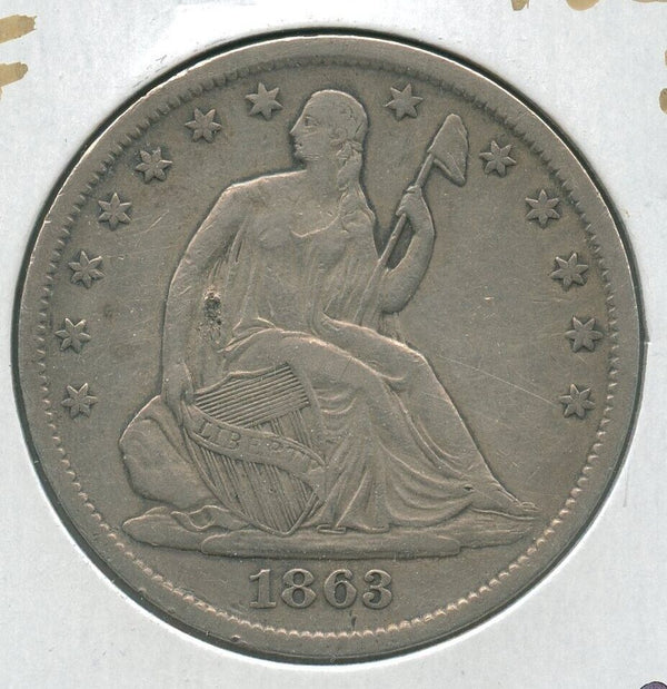 1863-S Silver Seated Liberty Half Dollar 50c San Francisco Mint - SS735