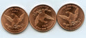 African Wildlife Lot of 3 Copper Rounds 1 oz Medal Elephant Rhino Bear - KR935