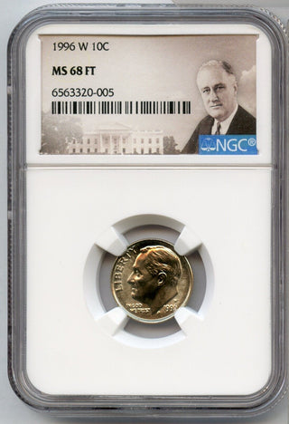 1996-W Roosevelt Dime NGC MS68 FT Coin Certified Graded 10c West Point - JP390
