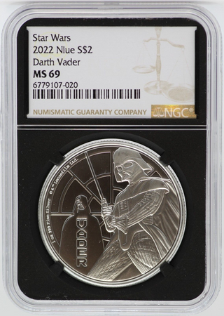 2022 Star Wars Darth Vader 1 Oz 999 Silver NGC MS69 $2 Niue Coin -  JP732