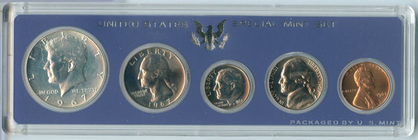 1967 Special Mint Set SMS US Mint 5 Coin Set 40% Silver Kennedy Half Dollar-SR60