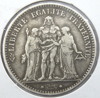 1873-K France Silver Coin 5 Francs - Liberte Egalite Fraternite - J945