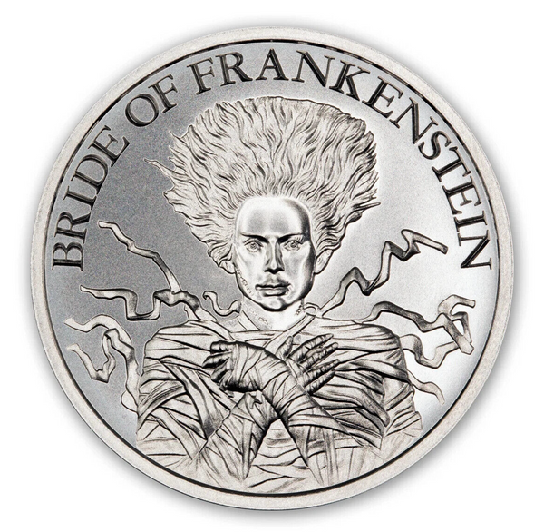 Bride of Frankenstein 999 Silver 1 oz Art Medal Round Horror Film Series - JP711