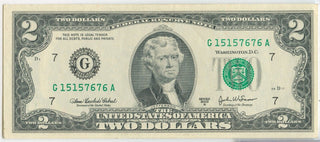 2003A Two Dollar Repeater Bill Note $2 Federal Reserve Note - SS562