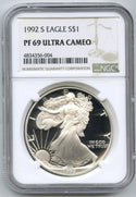 1992-S American Eagle 1 oz Proof Silver Dollar NGC PF69 Ultra Cameo - H734