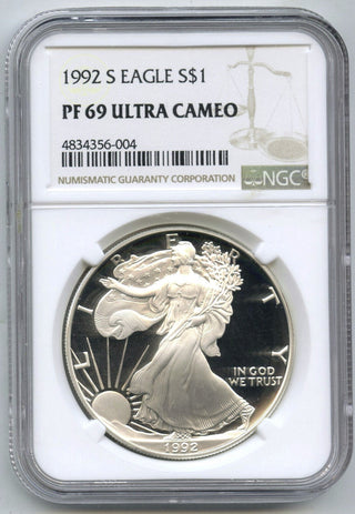 1992-S American Eagle 1 oz Proof Silver Dollar NGC PF69 Ultra Cameo - H734