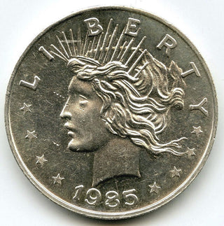 1985 Lady Liberty Peace Dollar Motif 999 Silver 1 oz Art Medal Round - K142