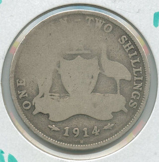 1914-M Australia Silver Coin One Florin - King George V - SR90