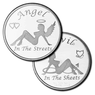 Angel in the Streets Devil in the Sheets 999 Silver 1 oz Adult Medal Round JP054