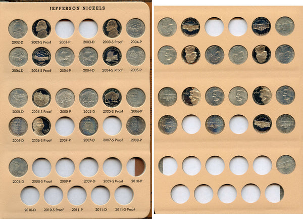 Jefferson Nickels 1938 - 2008 Partial Coin Set & Dansco Album Collection - BX90