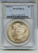 1921-S Morgan Silver Dollar PCGS MS63 San Francisco Mint - KR916