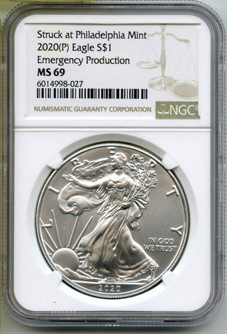 2020 (P) American Eagle 1 oz Silver Dollar NGC MS69 Emergency Philadelphia H761