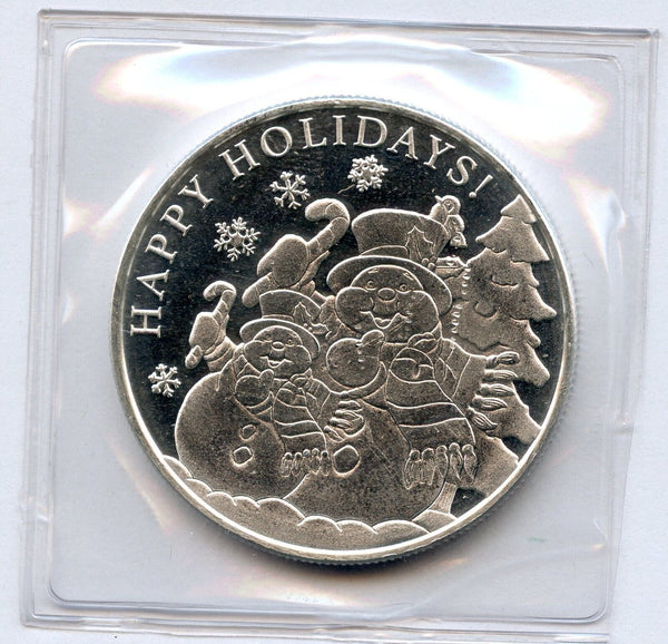 2024 Christmas Happy Holidays Snowman 1 Oz 999 Silver Round Medallion Gift JP869