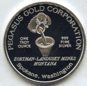 1984 Pegasus 999 Silver 1 oz Proof Medal Round Zortman Landusky Montana - J591