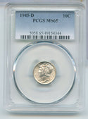 1945-D Silver Mercury Dime 10c PCGS MS65 Denver Mint - SR983