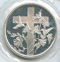 Christian Cross Humming Birds Flowers Religious 1oz 999 Silver Round - SR776