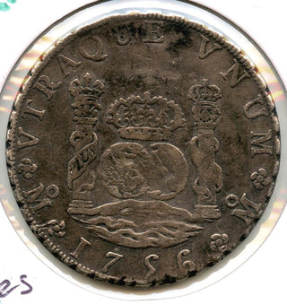 1756 Mo Mexico Silver 8 Reales Coin Silver Pillar Dollar -SR07