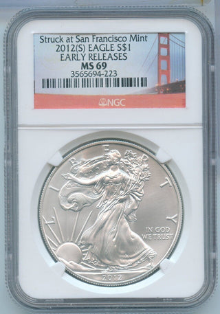 2012-S  American Eagle 1 oz Silver Dollar NGC MS69 San Francisco Mint - SS633