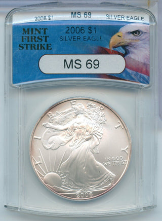 2006-P American Silver Eagle 1 oz Silver Dollar First Strike ANACS MS69- SR47