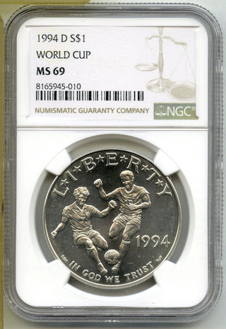 1994-D World Cup Soccer Silver Dollar NGC MS69 Commemorative Coin - Denver J383