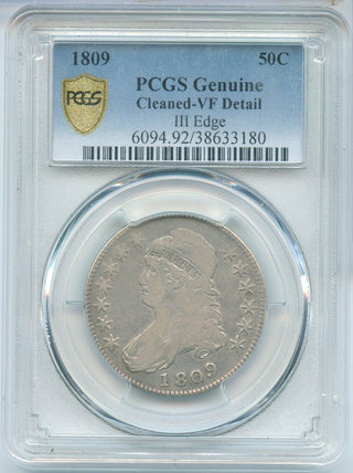 1809-P III Edge Silver Bust Half Dollar 50c PCGS VF Details Philadelphia - SS373