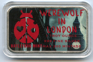 Werewolf In London Colored 1 Oz Troy 999 Fine Silver Art Bar Haleybug Mint JP831