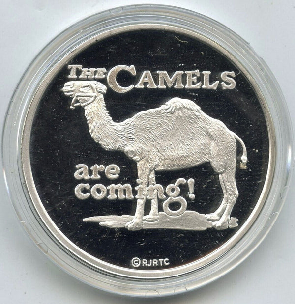 Camel Are Coming Cigarettes 999 Silver 1 oz Proof Art Medal Round Ounce - J590