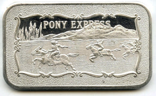 Pony Express 999 Silver 1 oz Medal Bar Ingot Bullion - Mother-Lode Mint - H518
