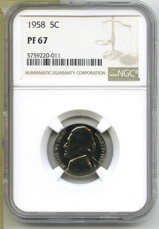 1958 Jefferson Proof Nickel NGC PF 67 Certified - J458