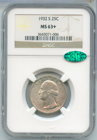 1932-S Silver Washington Quarter 25c NGC MS 63+ Key Date - SS540