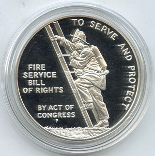 1992 Benjamin Franklin Firefighters Proof Silver Medal 1 oz US Mint - H321