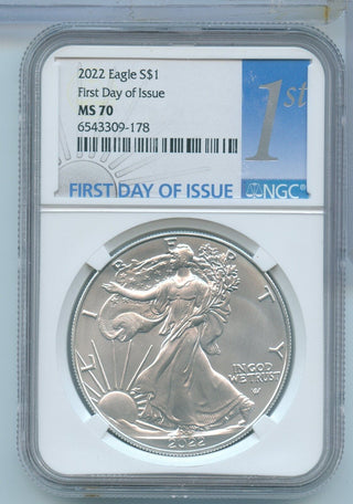 2022 American Silver Eagle 1 oz Silver Dollar NGC MS70 - SS97